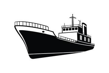 Obraz premium Cargo ship silhouette vector illustration