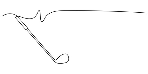Golf stick continuous line. Continuous one line drawing golf stick. Sport, competition concept. Single line drawing, One continuous line drawing of golf putter, golf line icon, white background