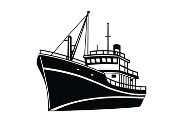 Obraz premium Cargo ship silhouette vector illustration