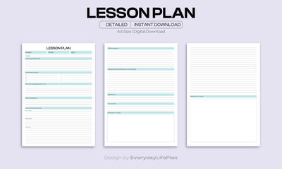 Detailed Lesson Plan Template – Editable A4 Printable for Teachers | Structured Daily Class Plan | Instant Download