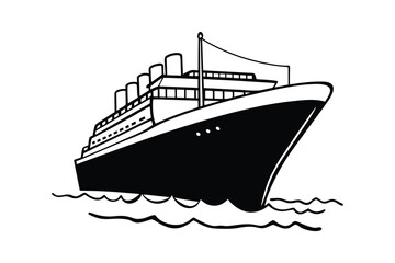 Obraz premium Cargo ship silhouette vector illustration