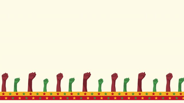 animated of hands with stars, juneteenth freedom day celebration, 4K animation.