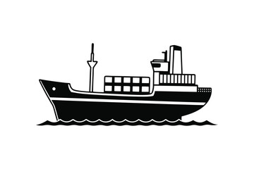 Obraz premium Cargo ship silhouette vector illustration