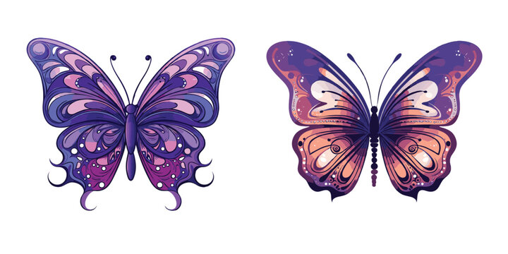 Beautiful purple butterfly illustration with detailed wings design