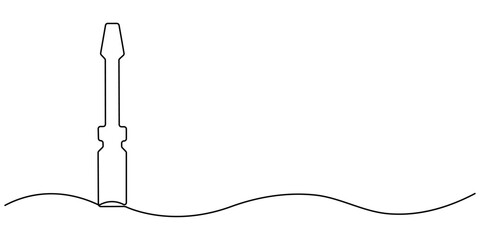 One continuous line drawing of screwdriver. Single line of screwdriver vector illustration, Single continuous line drawing of screw driver mechanics concept vector illustration, Screwdriver icon line