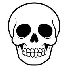 Fototapeta premium Cute Skull Outline Symbol Thin Line Style Vector Featuring Rounded Shape For Pirate Or Day Of Dead Element