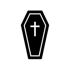 Obraz premium Coffin Icon Solid Black Glyph Style Traditional Shape Showcasing Simple Silhouette For Death Or Gothic Theme Symbol
