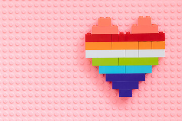 Obraz premium Colorful heart made from Lego blocks for design purpose