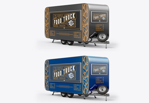 Classic Trailer Food Truck Mockup