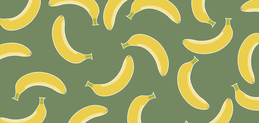 Hand drawn pattern,  freehand drawn banana. fruit background for fabric, textiles, clothing, poster, cover, decoration, banner, wallpaper, interior decor. Vector illustration