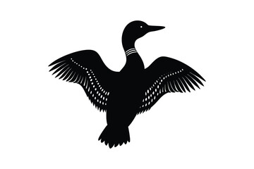 Fototapeta premium Loon silhouette vector illustration, Set of Loon silhouette