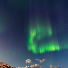 Northern lights on the sky, heavenly aurora borealis in green, purple and red over oure head! amazing and beautiful, incredible strong and dancing lady aurora, Equinox Aurora like a colored tent