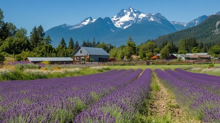Lavender Fields and Majestic Mountains: A Breathtaking View of Nature's Beauty