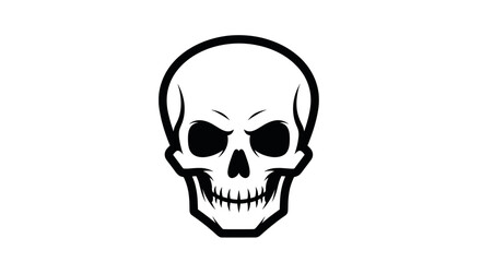 Fototapeta premium Simple Black and White Skull Illustration Isolated on White Background