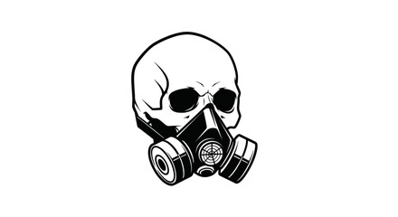 Skull Wearing Gas Mask Symbolizing Danger And Protection Isolated On White Background