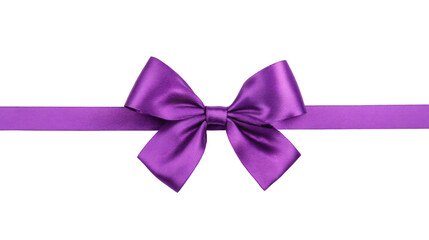 a purple ribbon with a bow on it