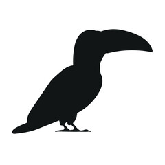 Vector flat hand drawn toucan silhouette isolated on white background