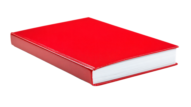 a red book with a white cover