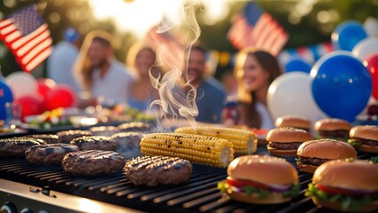 Delicious Fourth of July BBQ Burgers, Corn, and Festive Fun