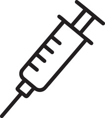 Simple Black Line Art Syringe Icon basic black outline illustration syringe syringe injection medical