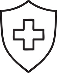 Medical Shield Icon Protection Health and Safety Symbol in a Clean Line Art Style