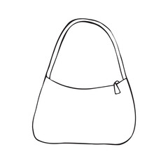 Vector hand drawn sketch doodle outline mini bag isolated on white background