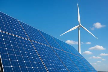 Solar Panels and Wind Turbine A Vision of Renewable Energy Sustainability and Clean Power