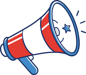Powerful Announcement Red White and Blue Mega Phone Illustration