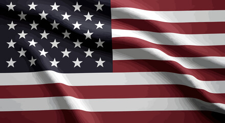 Naklejka premium Draped American Flag with Subtle Shadows and Texture