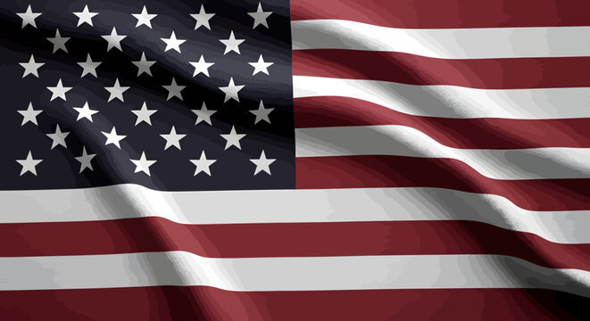 Draped American Flag with Subtle Shadows and Texture
