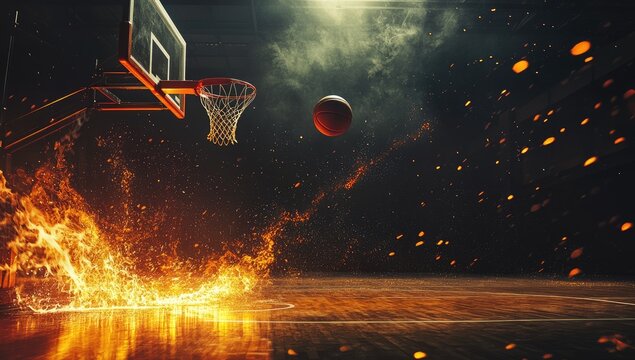 Fiery basketball shot