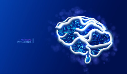 Ai brain technology background. Futuristic artificial intelligence human mind design. Computer idea concept. Machine genius human. Vector illustration.	