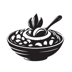 Black Baba Ganoush Silhouette Vector, High Quality Illustration on White Background