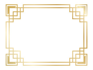 Elegant gold art deco frame providing a sophisticated border, adding vintage glamour and timeless style to any design project with geometric precision and luxurious aesthetic