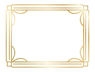 Golden art deco frame creating a sophisticated border with geometric shapes, perfect for adding a touch of vintage elegance to any design project