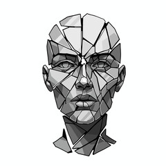 Fragmented Face &ndash; Abstract Shattered Portrait Art