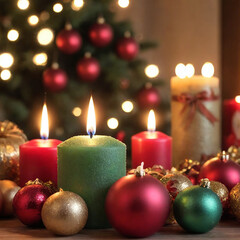  Warm Christmas Candlelight with Decorations &ndash; Holiday Flame, Winter Ornament, and Festive Celebration Glow