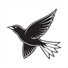 Fototapeta premium European starling line art silhouette