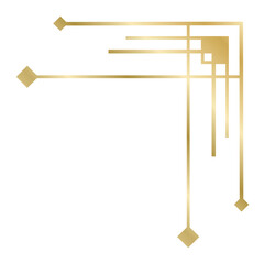 Golden art deco corner with rhombus and lines creating an elegant, luxurious frame for invitations, certificates, menus and other design projects