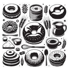 Black Bagel Silhouette Vector, High Quality Illustration on White Background