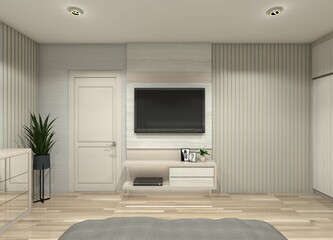 3D TV cabinet design with wall panel decoration for bedroom and living room interiors
