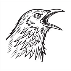 Obraz premium European starling line art silhouette