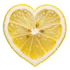 Lemon Love: A cross-section of a lemon, meticulously shaped into a heart, representing the zest for life and the sweet-sour balance of emotions.