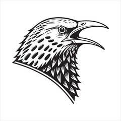 Fototapeta premium European starling line art silhouette