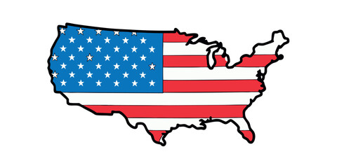 Obraz premium USA Country Map Vector with Flag National Symbol, Freedom, and Pride Design