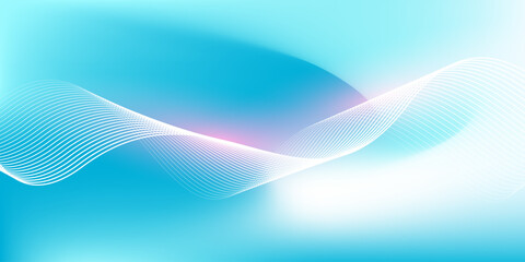 Abstract blue gradient background with shining lines waves. Minimalist background for banner, poster, cover, brochure, flyer, website