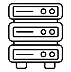 Server rack icon outline isolated on a white background. Best for poster design icon sign vector sketch freehand outline hand drawn picture sketchy silhouette illustration