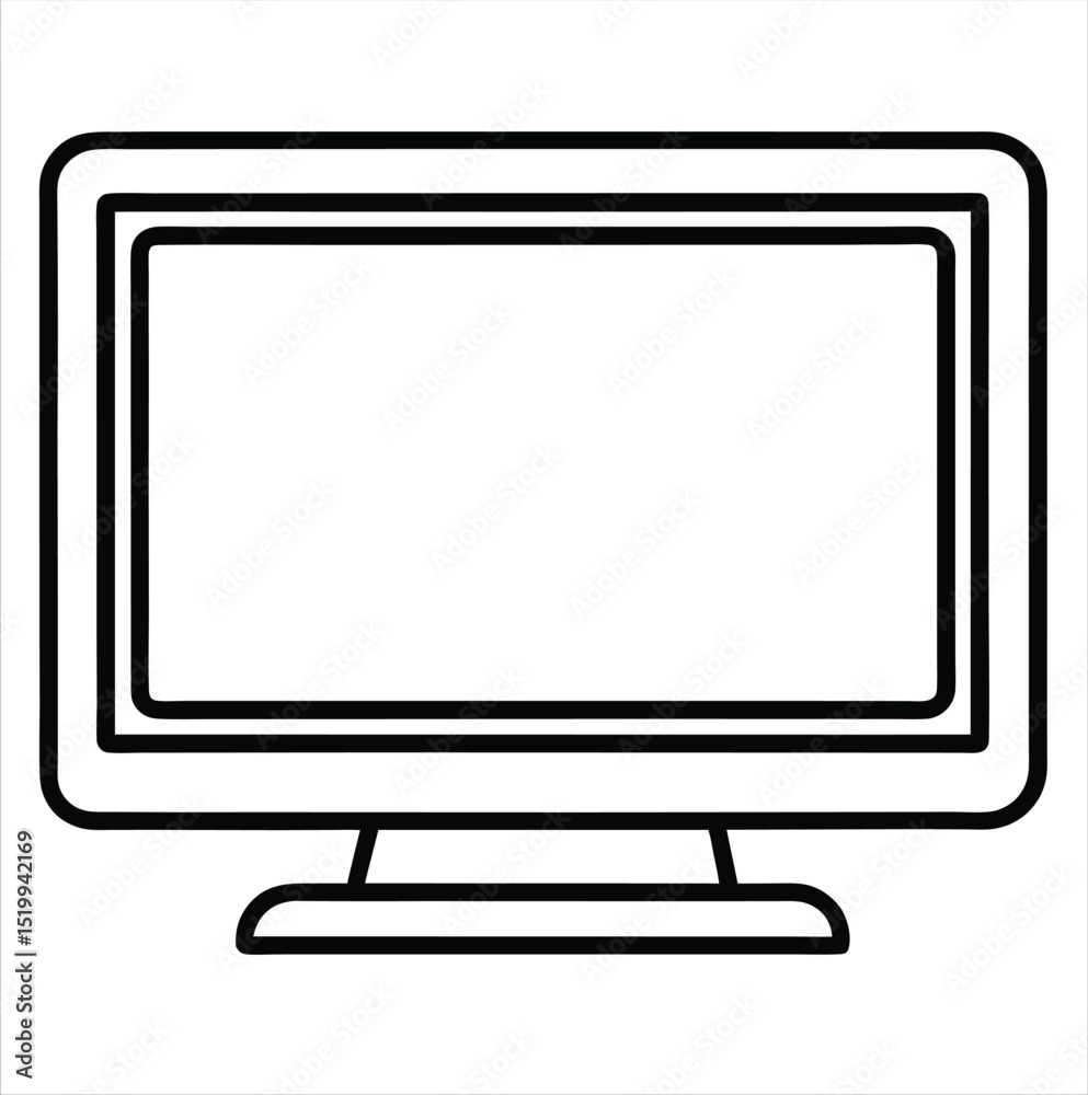 Poster simple computer monitor lcd led icon isolated on a white background. best for poster design icon sig