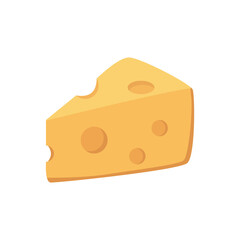 Vector Illustration of Cheese Wedge with Round Holes and Yellow Rind Isolated on White Background