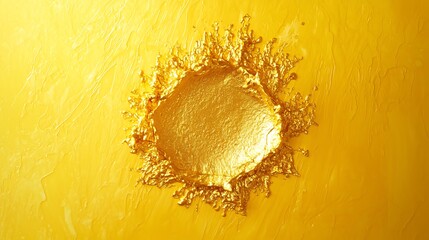 A radiant gold smear in the center, vibrantly against a fresh lemon yellow background, creating a clean and bold design.